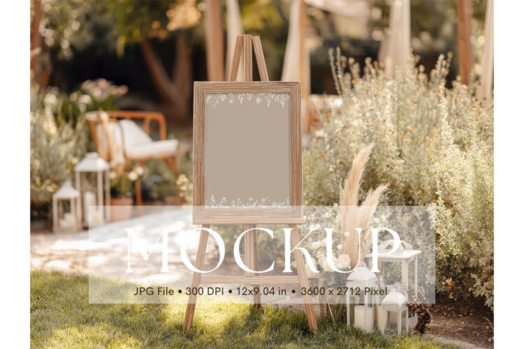 Welcome Sign Mockup Photo Frame Wedding Sign Canvas Mockup example image 1