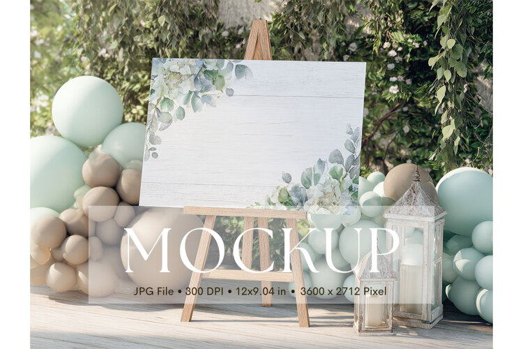 Welcome Sign Mockup Photo Frame Wedding Sign Canvas Mockup example image 1