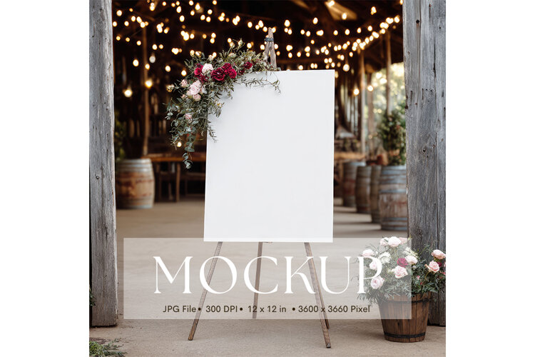 Welcome Sign Mockup Photo Frame Wedding Sign Canvas Mockup7 example image 1