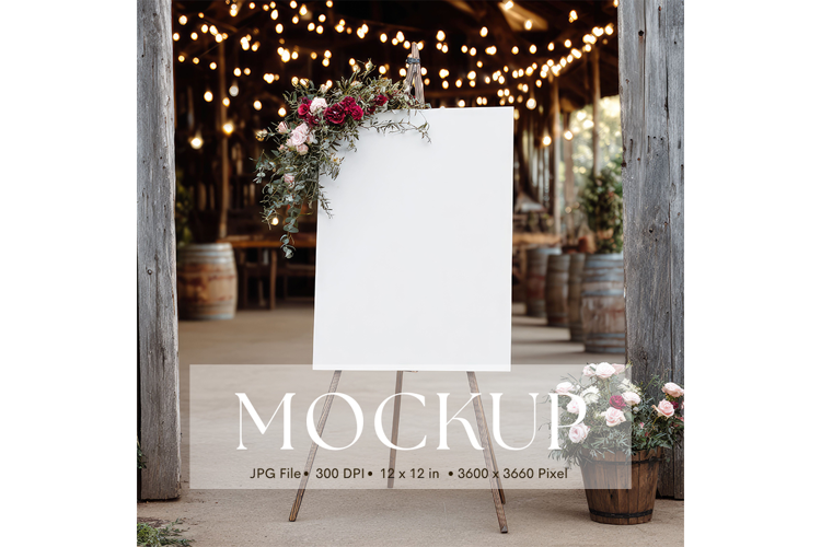 Welcome Sign Mockup Photo Frame Wedding Sign Canvas Mockup7
