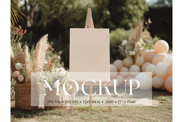 Welcome Sign Mockup Photo Frame Wedding Sign Canvas Mockup example image 1