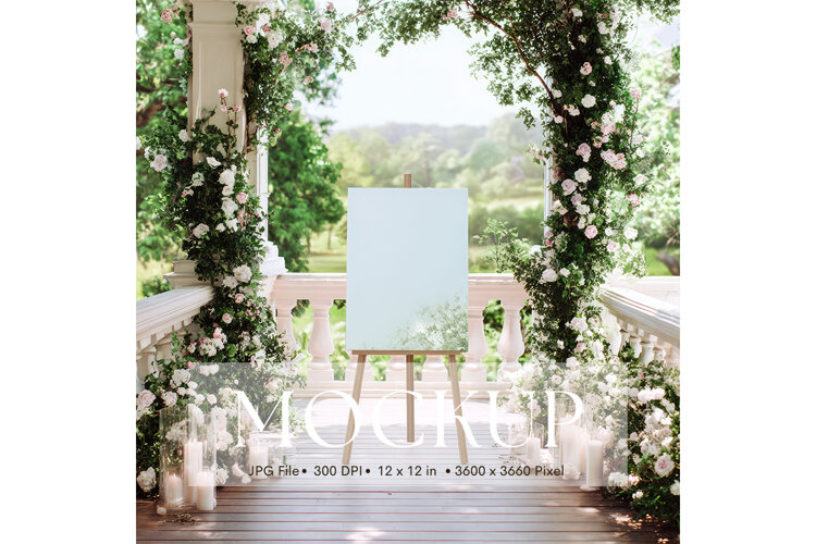 Welcome Sign Mockup Photo Frame Wedding Sign Canvas Mockup84 example image 1