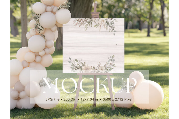 Welcome Sign Mockup Photo Frame Wedding Sign Canvas Mockup example image 1