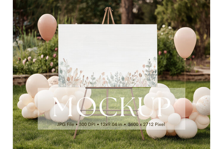 Welcome Sign Mockup Photo Frame Wedding Sign Canvas Mockup example image 1
