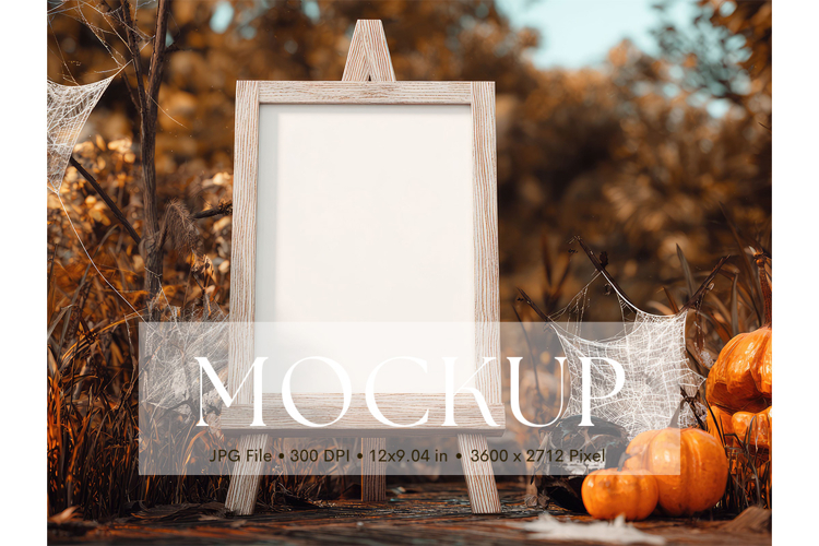Welcome Sign Mockup Photo Frame Halloween Sign Canvas Mockup
