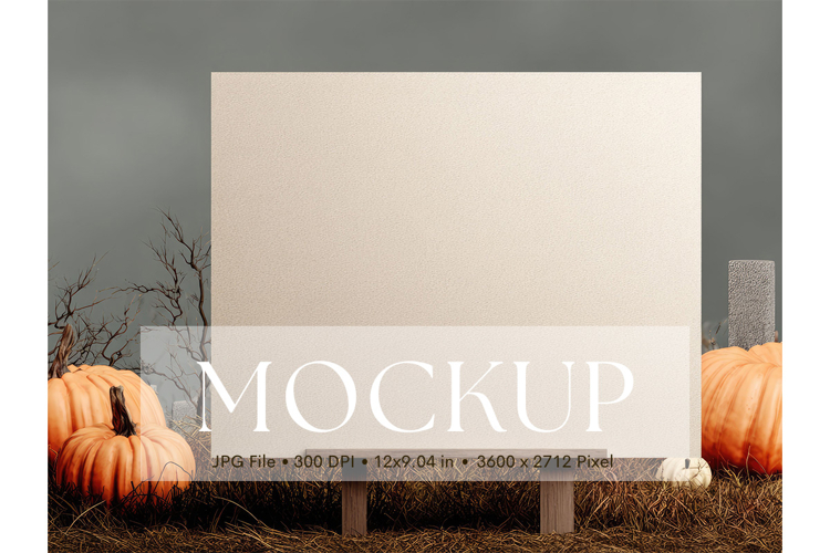 Welcome Sign Mockup Photo Frame Halloween Sign Canvas Mockup