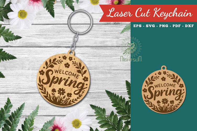 Welcome Spring Lasercut Keychain