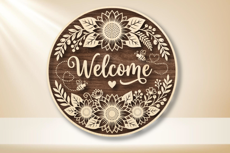 Welcome Sunflower Laser Cut SVG