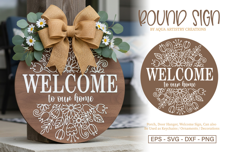 Welcome to our Home, Porch Sign Laser Cut SVG Template