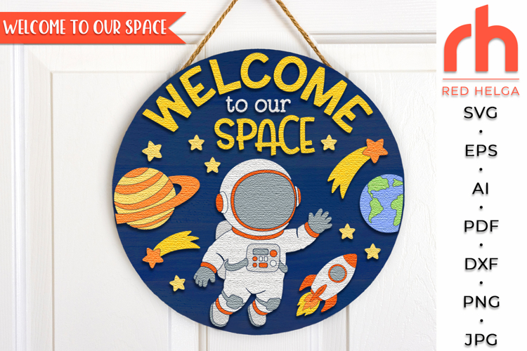 Astronaut Door Sign Cut File, Classroom Science Hanger SVG