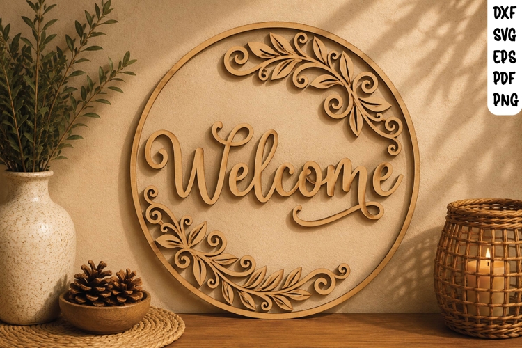 Welcome Wooden Door Sign SVG