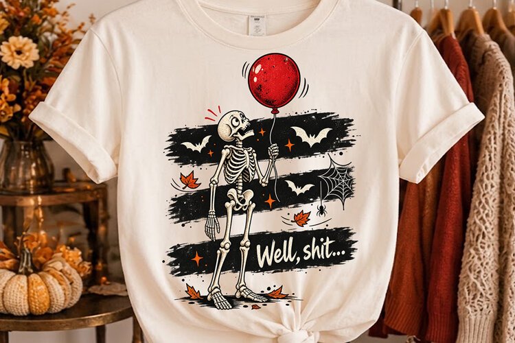 Well Shit Halloween Skeleton PNG