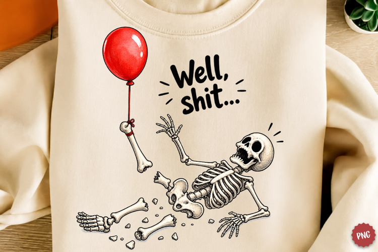 Well Shit Skeleton PNG, Funny Halloween