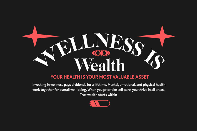 Wellness is Wealth Urban Typography T-shirt Design example image 1