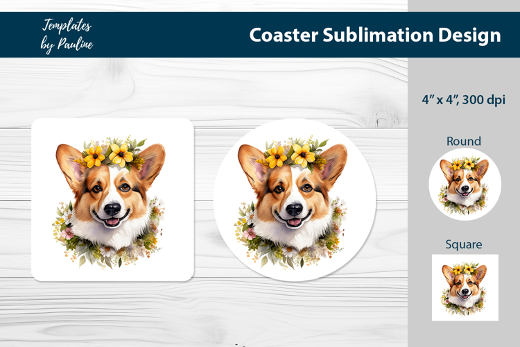 Welsh Corgi Coaster Sublimation, Dog Breed Keychain