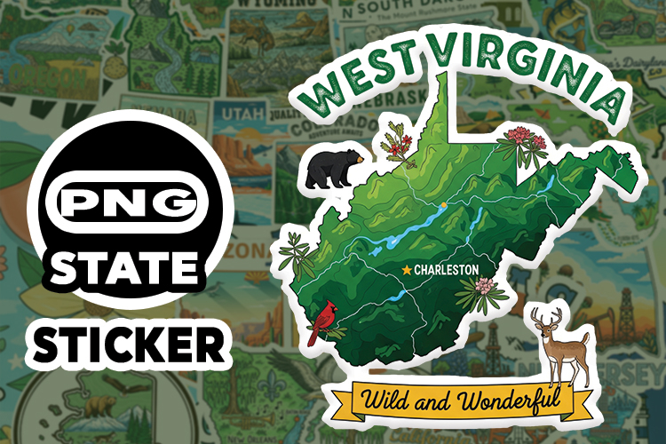West Virginia Sticker PNG SVG | State Outline Decal File