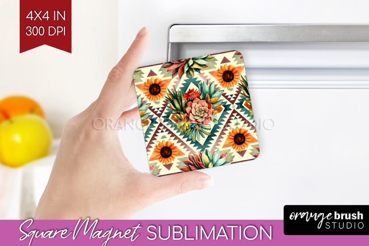 Boho Western Magnet Sublimation - Country Square Magnet PNG