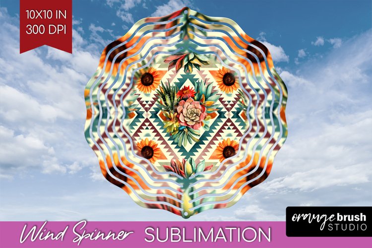 Boho Western Wind Spinner Sublimation PNG - Country Round