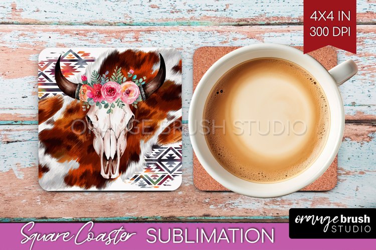 Boho Western Square Coaster - Country Coaster PNG