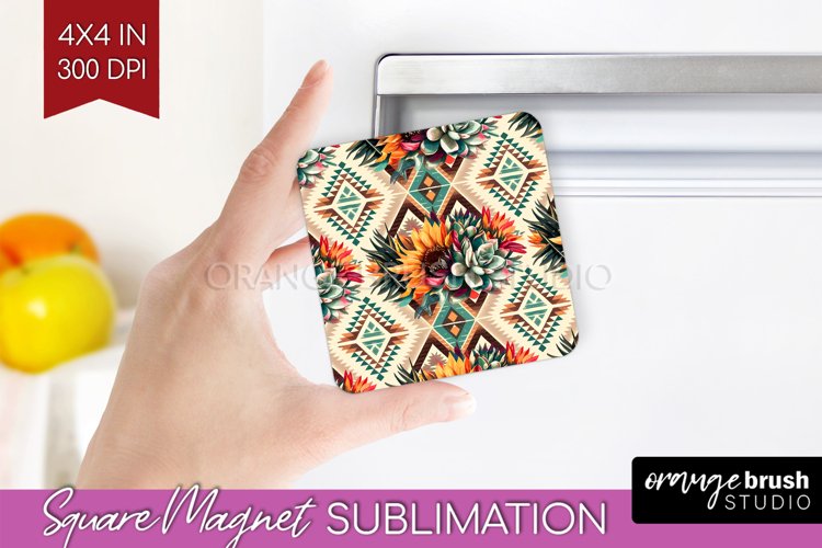 Boho Western Magnet Sublimation - Country Square Magnet PNG