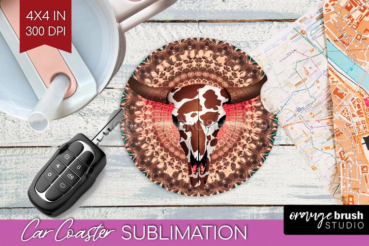 Boho Western Car Coaster - Country Coaster PNG Sublimation