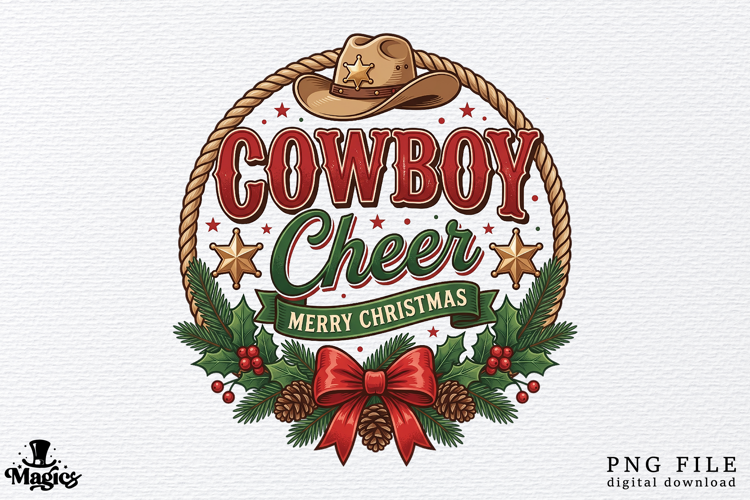 Western Christmas Cowboy Cheer PNG