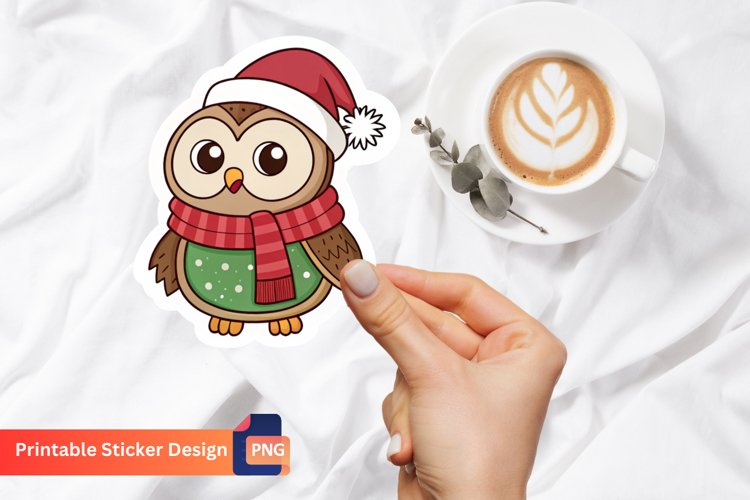 Western Christmas Owl Sticker, Western Owl Sticker