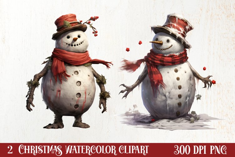 Western Christmas Watercolor Clipart