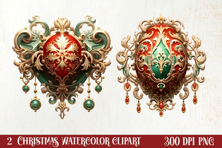 Western Christmas Watercolor Clipart