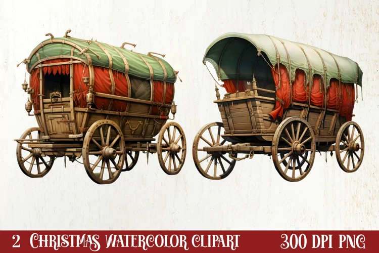 Western Christmas Watercolor Clipart
