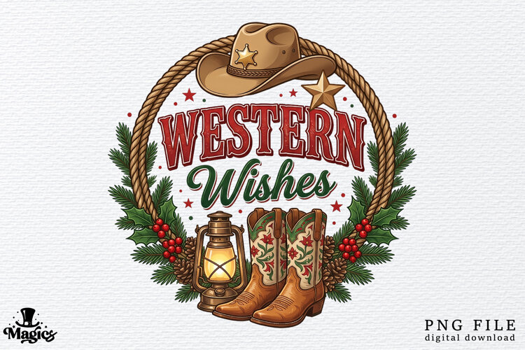 Western Christmas Wishes PNG example image 1