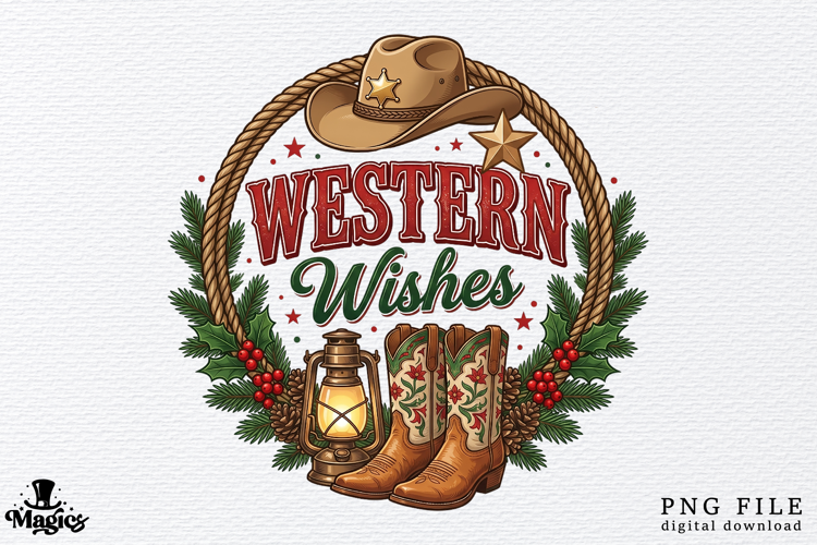 Western Christmas Wishes PNG