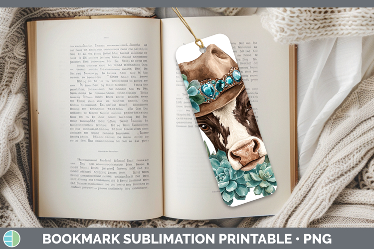 Western Cowboy Cow Bookmark Sublimation Printable Designs