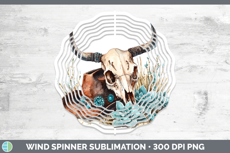 Western Cowboy Cow Skull Wind Spinner Sublimation Spinner De