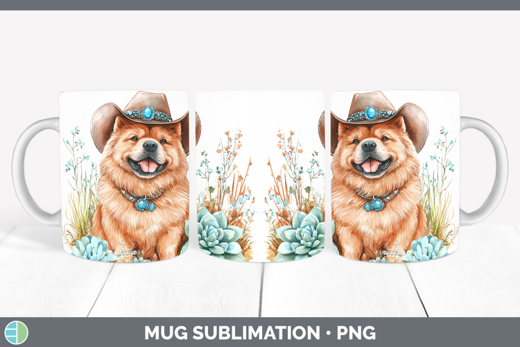 Western Cowboy Dogs -06 Chow Chow Mug Wrap Sublimation Coffe