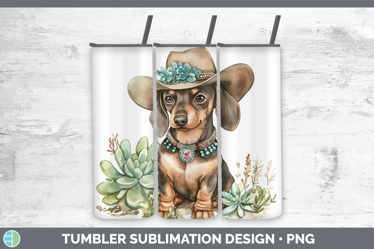 Western Cowboy Dogs -07 Dachshund Tumbler Sublimation 20 oz