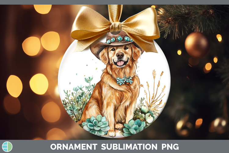 Western Cowboy Dogs -09 Golden Retriever Ornament Sublimatio