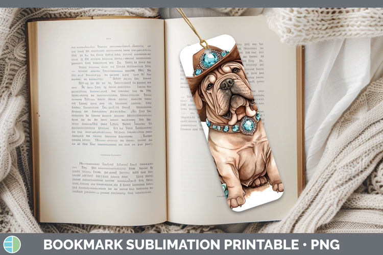 Western Cowboy Dogs -16 Shar Pei Bookmark Sublimation Printa
