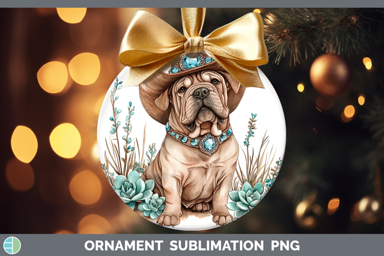 Western Cowboy Dogs -16 Shar Pei Ornament Sublimation Bauble