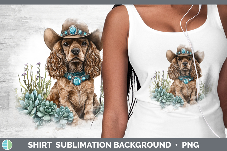 Western Cowboy Dogs -18 Cocker Spaniel Shirt Sublimation Sub