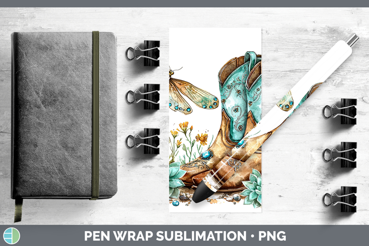 Western Cowboy Dragonfly Pen Wrap Sublimation Pen Designs