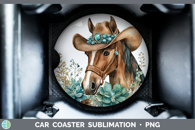 Western Cowboy Horse Car Coaster Sublimation Designs