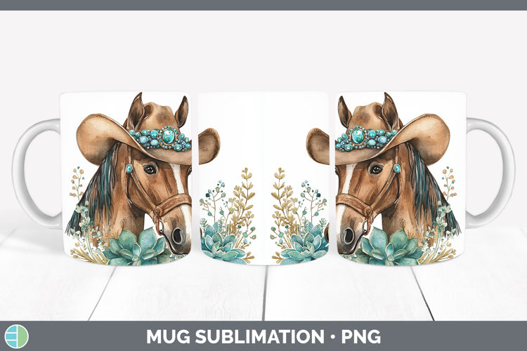Western Cowboy Horse Mug Wrap Sublimation Coffee Cup Designs