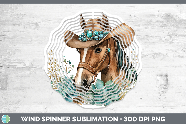 Western Cowboy Horse Wind Spinner Sublimation Spinner Design