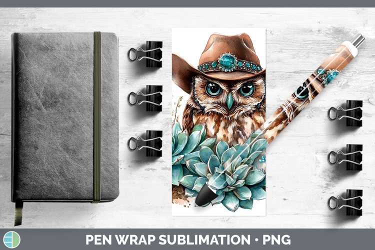 Western Cowboy Owl Pen Wrap Sublimation Pen Designs