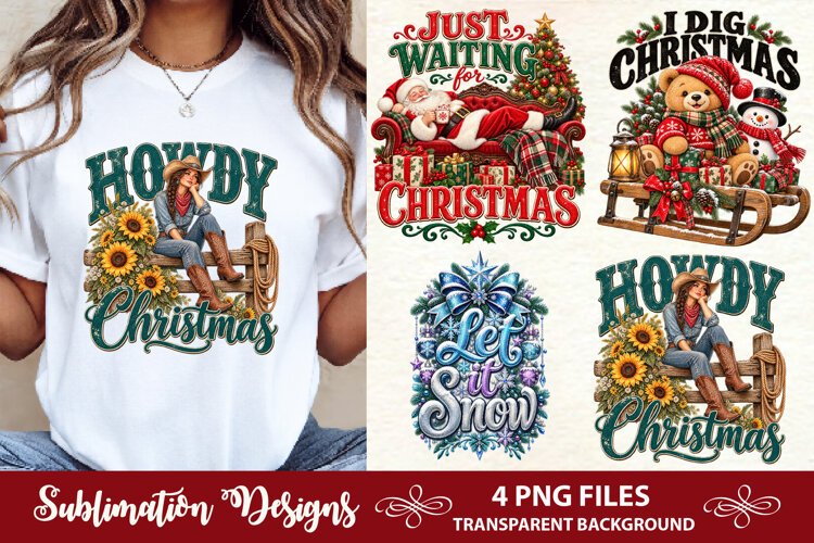 Western Cowgirl Christmas PNG example image 1