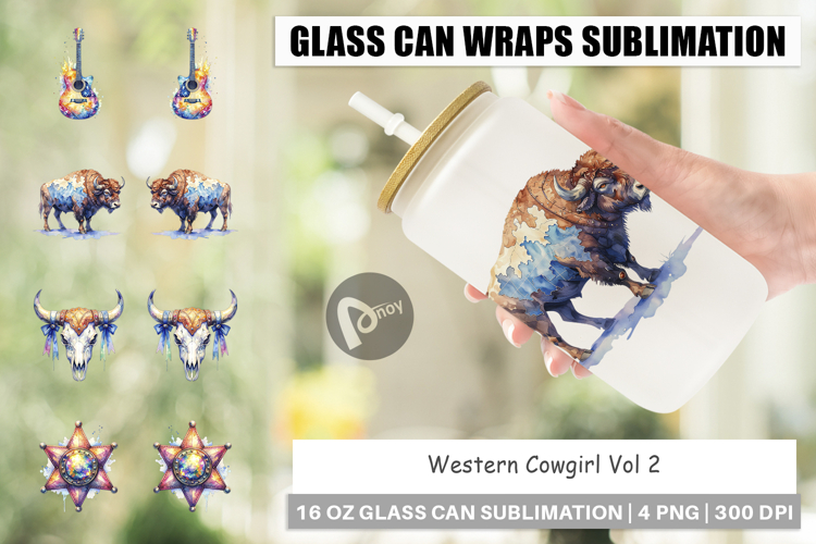 Western Cowgirl Glass Can