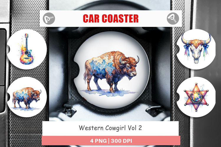 Western Cowgirl Car Coaster