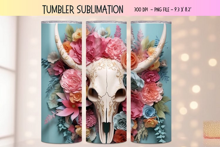 Western Flower 3d Tumbler Wrap | 3d Sublimation Tumbler Wrap
