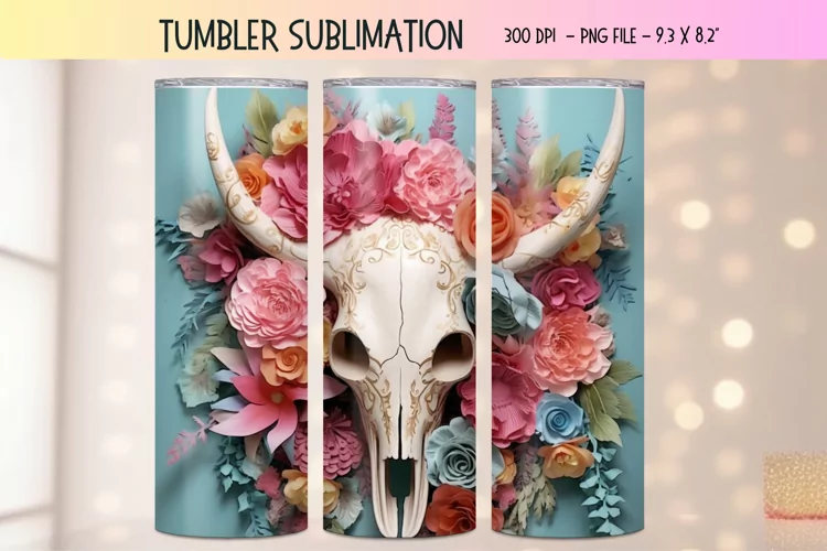 Western Flower 3d Tumbler Wrap | 3d Sublimation Tumbler Wrap
